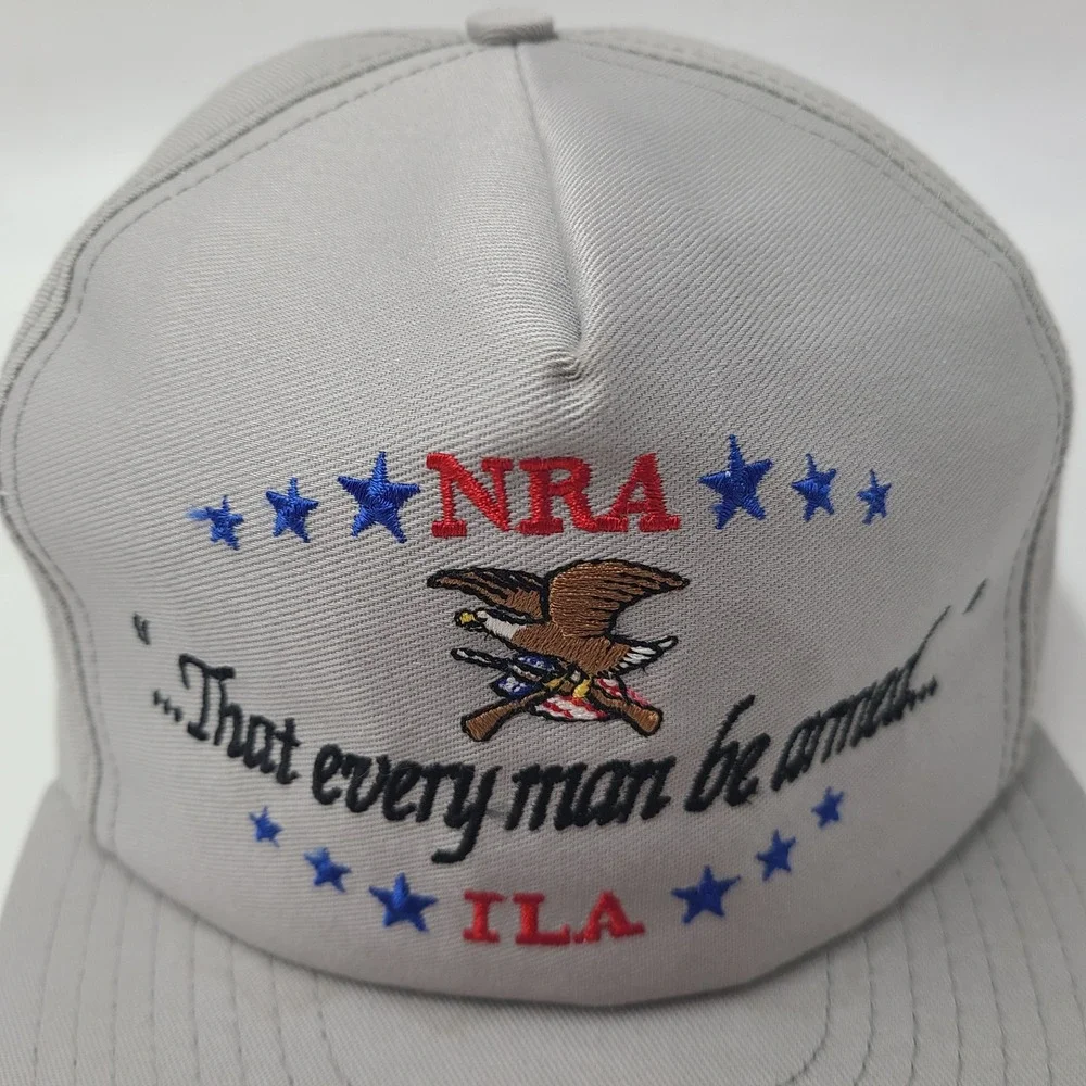Vintage NRA ILA Hat Snapback Louisville Mfg Co Gray 2nd Amendment Every Man Arm